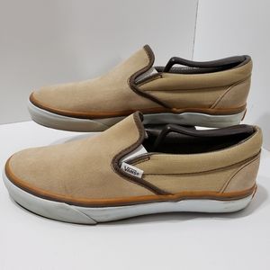 Vans suede slip on shoes men's 8.5 tan 2 tone
